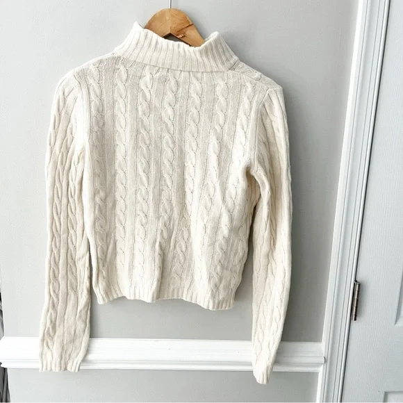 Weekend Max Mara Beige Wool Cashmere Angora Cropped Quarter Zip Quiet Luxury S - Picture 4 of 7